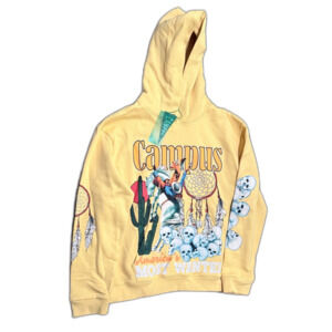 Campus Goods Hoodie XXL Yellow America's Most Wanted Cowboy Skull Dreamcatcher